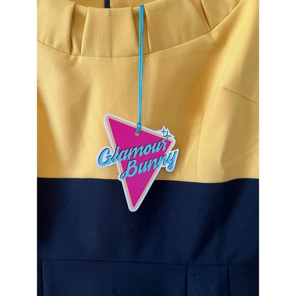 Glamour Bunny 60s Christie Pencil Dress black and mustard S - Picture 5 of 7